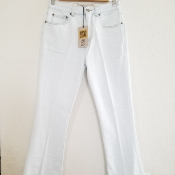 Golden Goose High Rise Boot Cut Jeans Light Wash Bleached Blue Size 26 - Picture 3 of 14